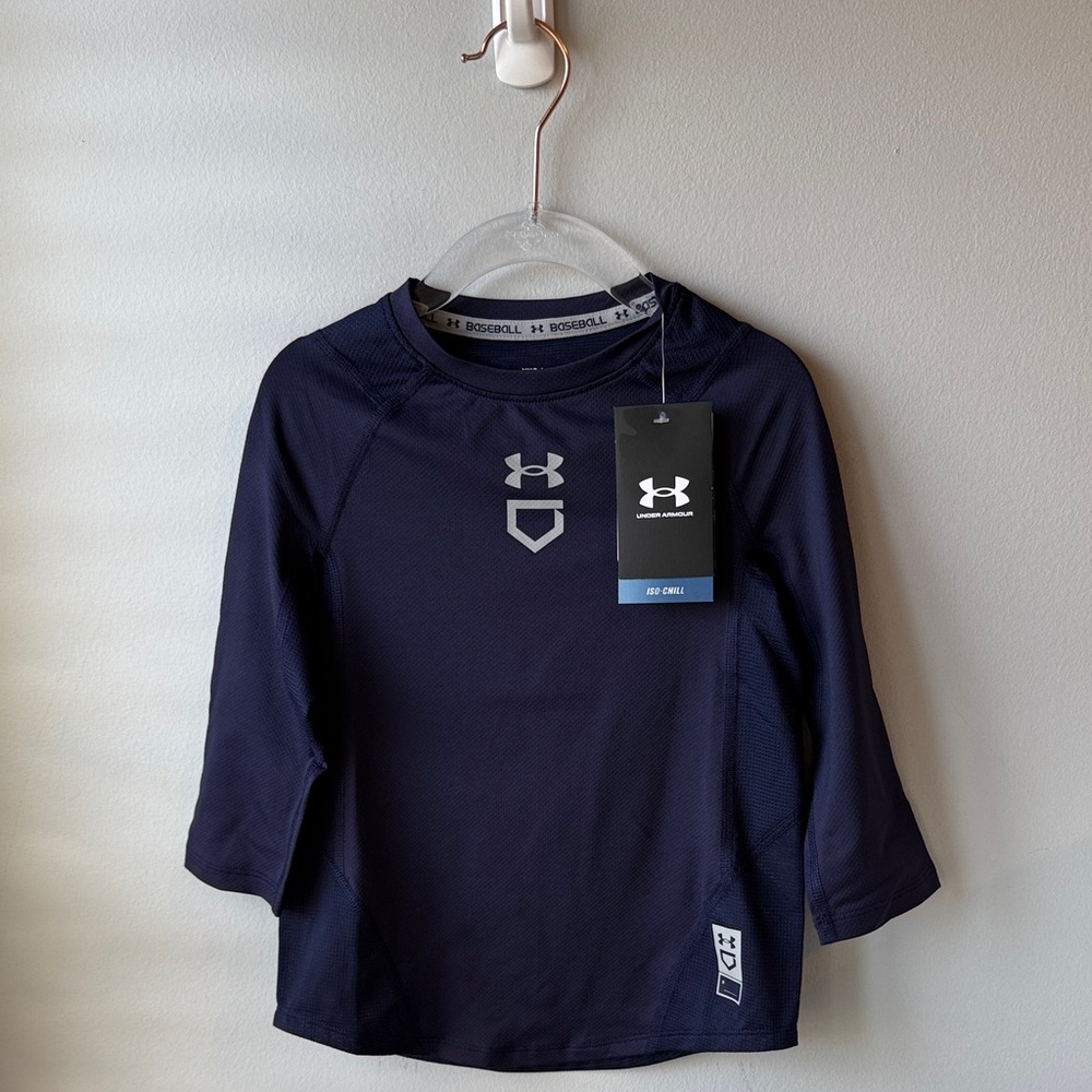 Under Armour Boys Iso-Chill 3/4 Sleeve Shirt in Navy NWT‎